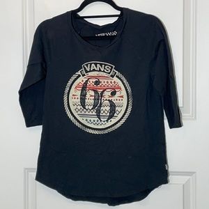 Vans Raglan Black Graphic Tee Small